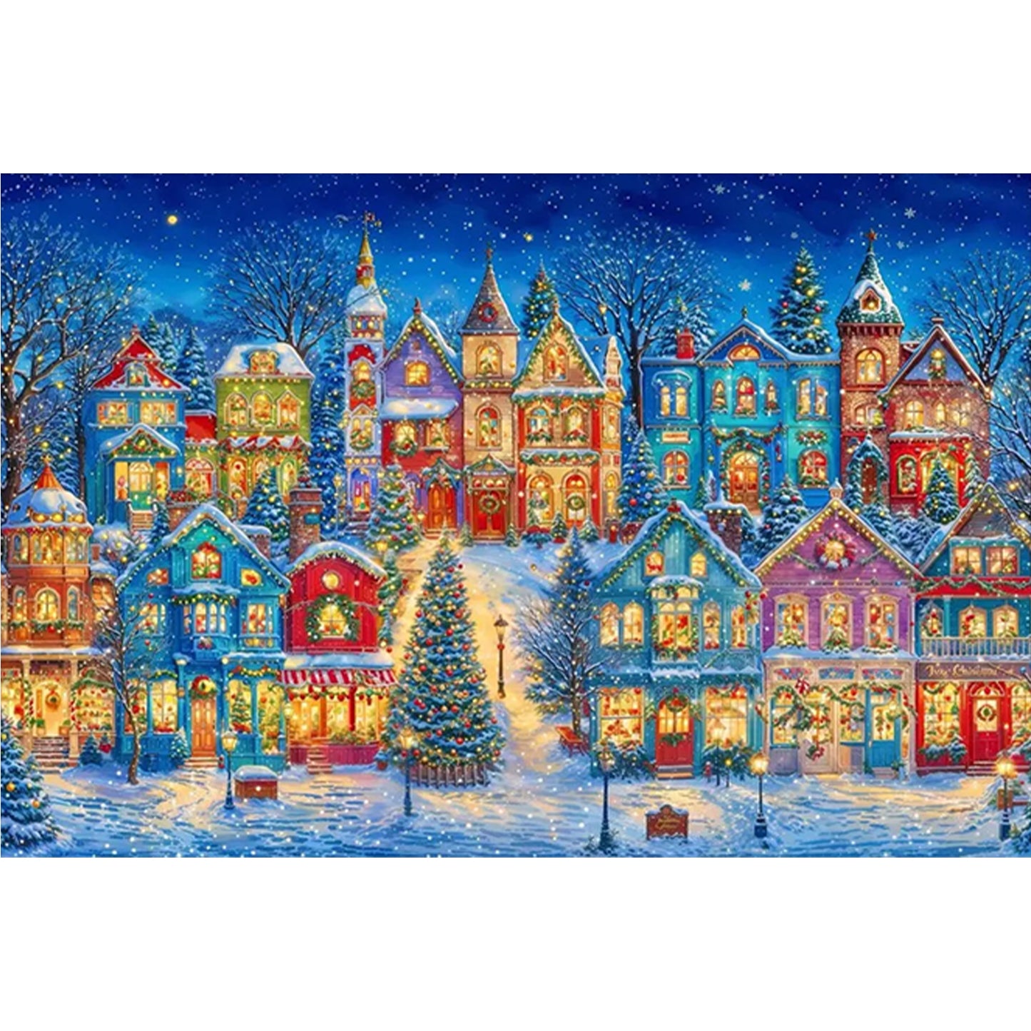 Christmas Starry Night - 9CT Stamped Cross Stitch 130*95CM(Jun He Brand)