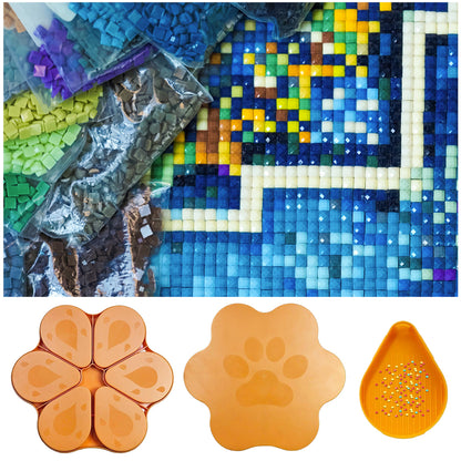 6PCS Diamond Art Trays Cat Paw Diamond Painting Organizer for DIY Crafts(Orange)