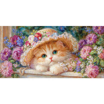 Cat - 9CT Stamped Cross Stitch 100*55CM(Jun He Brand)