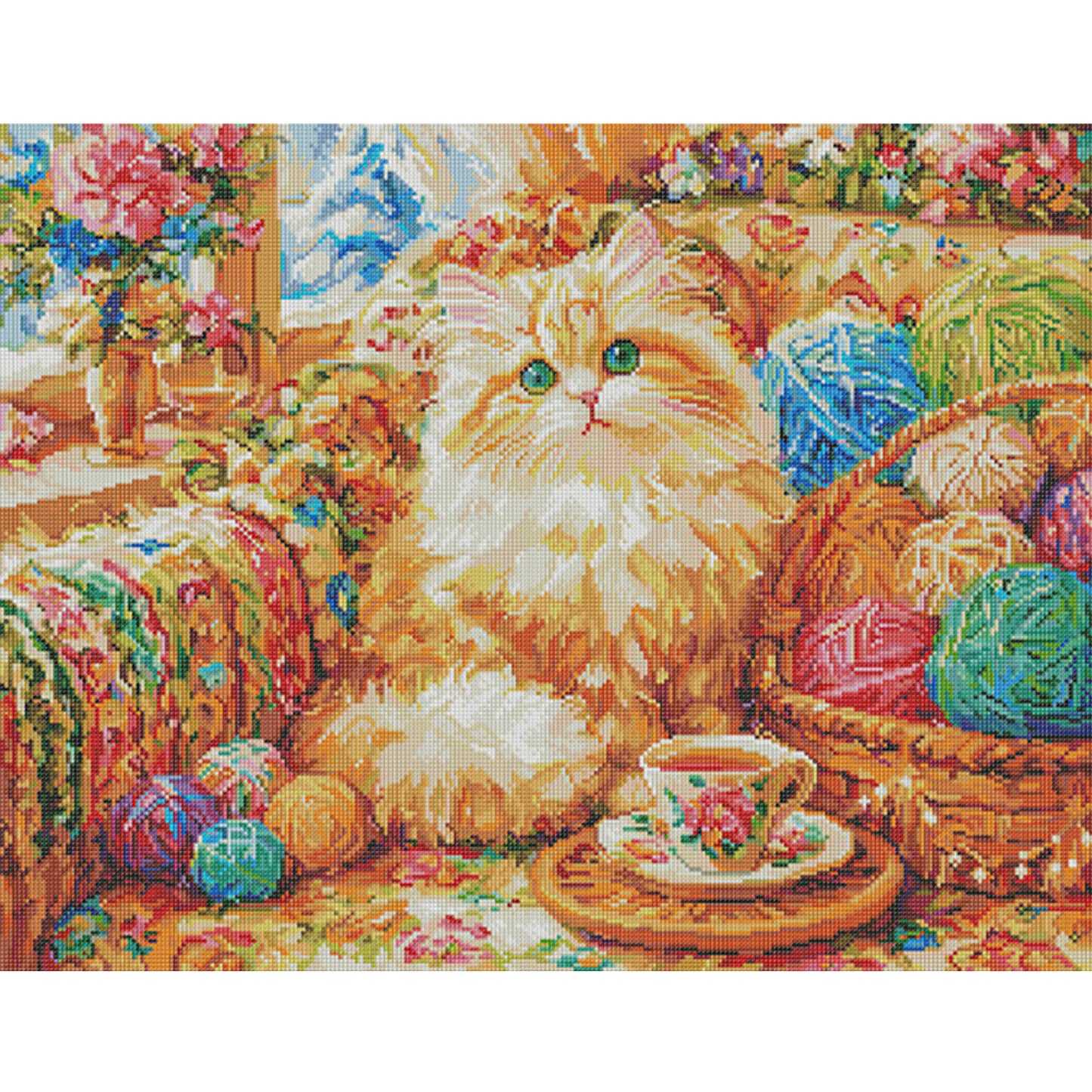 Cat Yarn Ball - 9CT Stamped Cross Stitch 70*85CM(Jun He Brand)