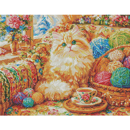 Cat Yarn Ball - 9CT Stamped Cross Stitch 70*85CM(Jun He Brand)