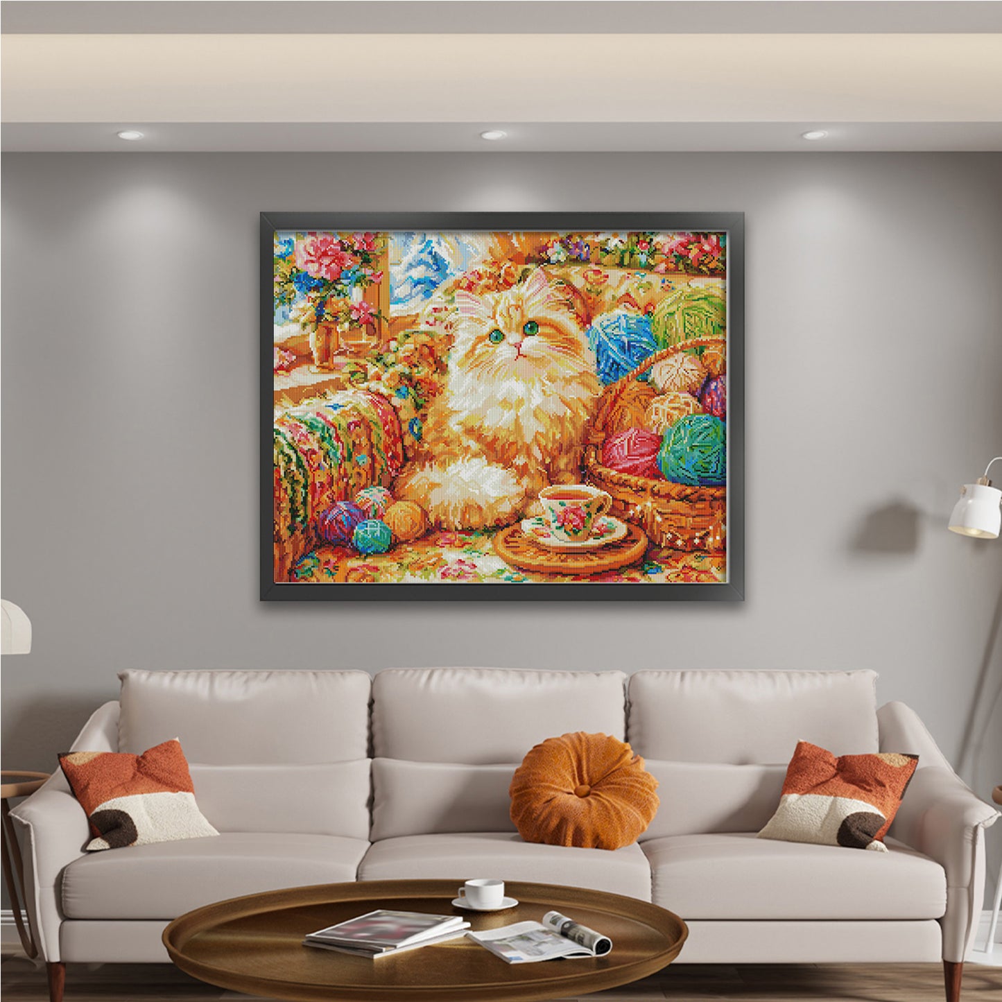 Cat Yarn Ball - 9CT Stamped Cross Stitch 70*85CM(Jun He Brand)