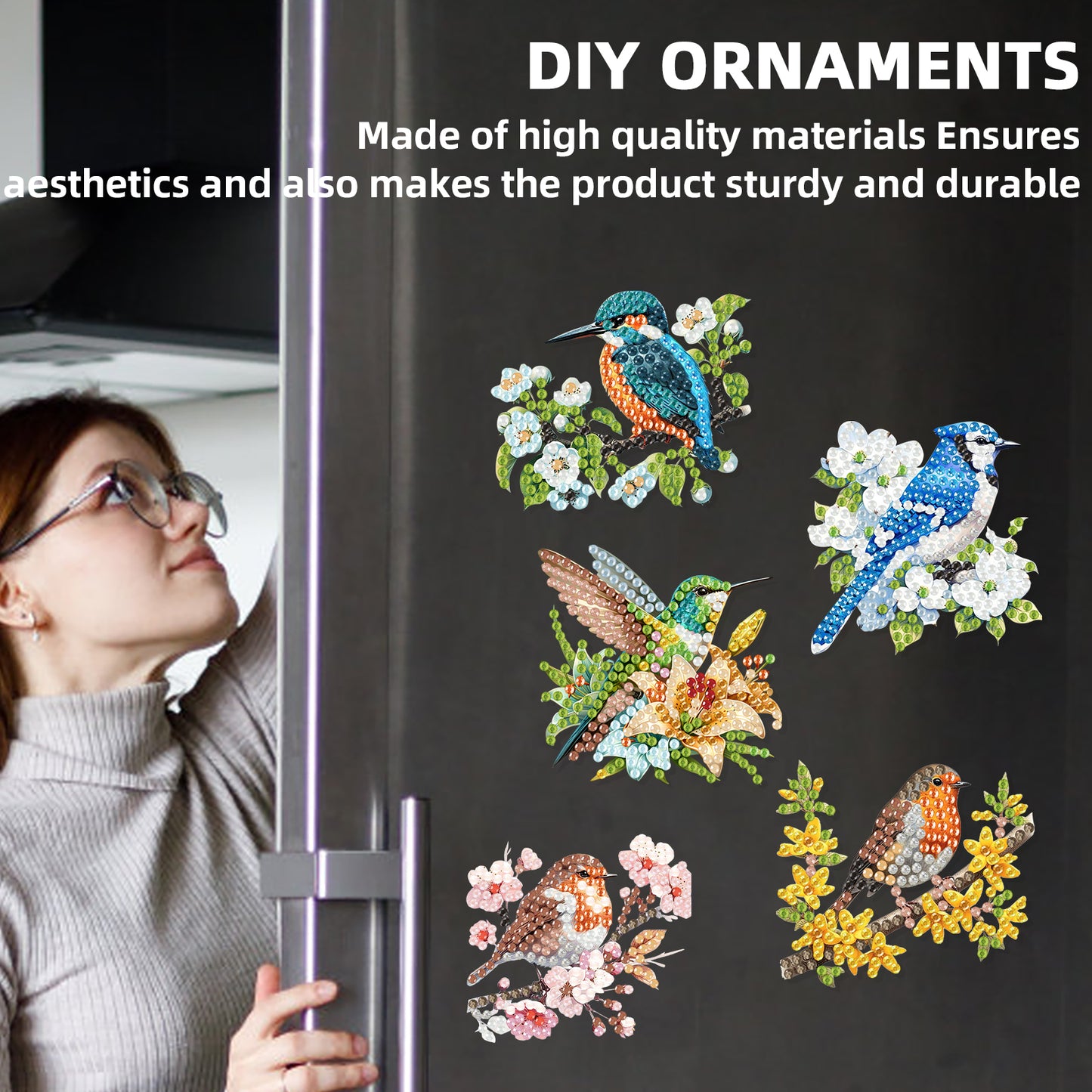 20Pcs Birds And Flowers DIY Diamond Painting Magnets Kits for Beginners Adults