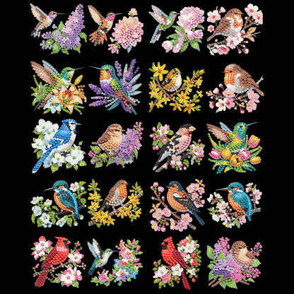 20Pcs Birds And Flowers DIY Diamond Painting Magnets Kits for Beginners Adults