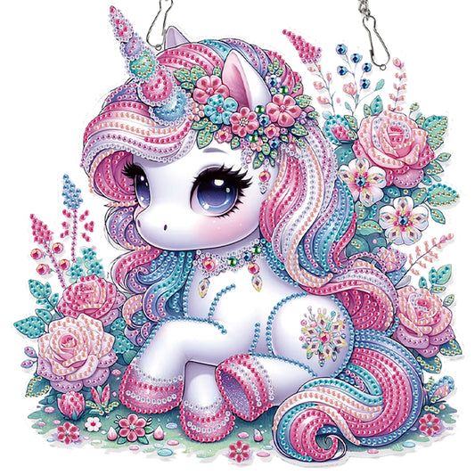 Unicorn 2D Flat DIY Acrylic Diamond Painting Pendant Kits Home Wall Window Decor