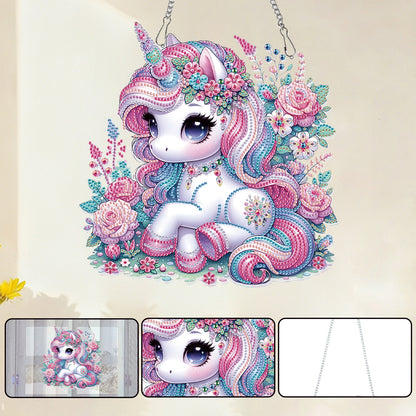 Unicorn 2D Flat DIY Acrylic Diamond Painting Pendant Kits Home Wall Window Decor
