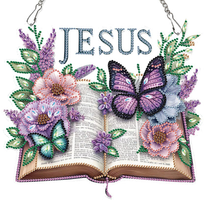 Butterfly 2D Flat DIY Acrylic Diamond Painting Pendant Kits for Home Wall Decor