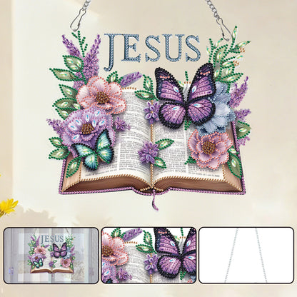 Butterfly 2D Flat DIY Acrylic Diamond Painting Pendant Kits for Home Wall Decor