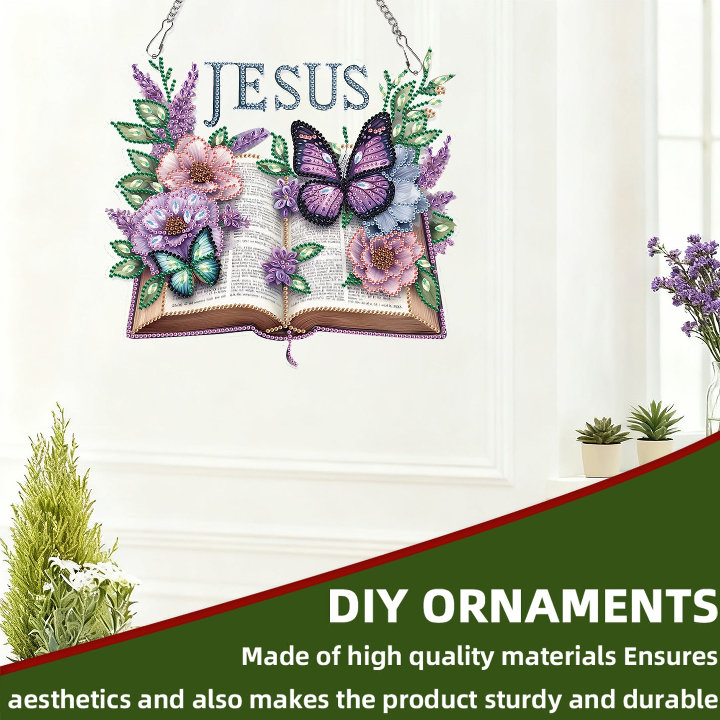 Butterfly 2D Flat DIY Acrylic Diamond Painting Pendant Kits for Home Wall Decor