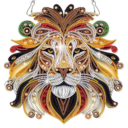 Lion 2D Flat DIY Acrylic Diamond Painting Pendant Kits Home Wall Window Decor
