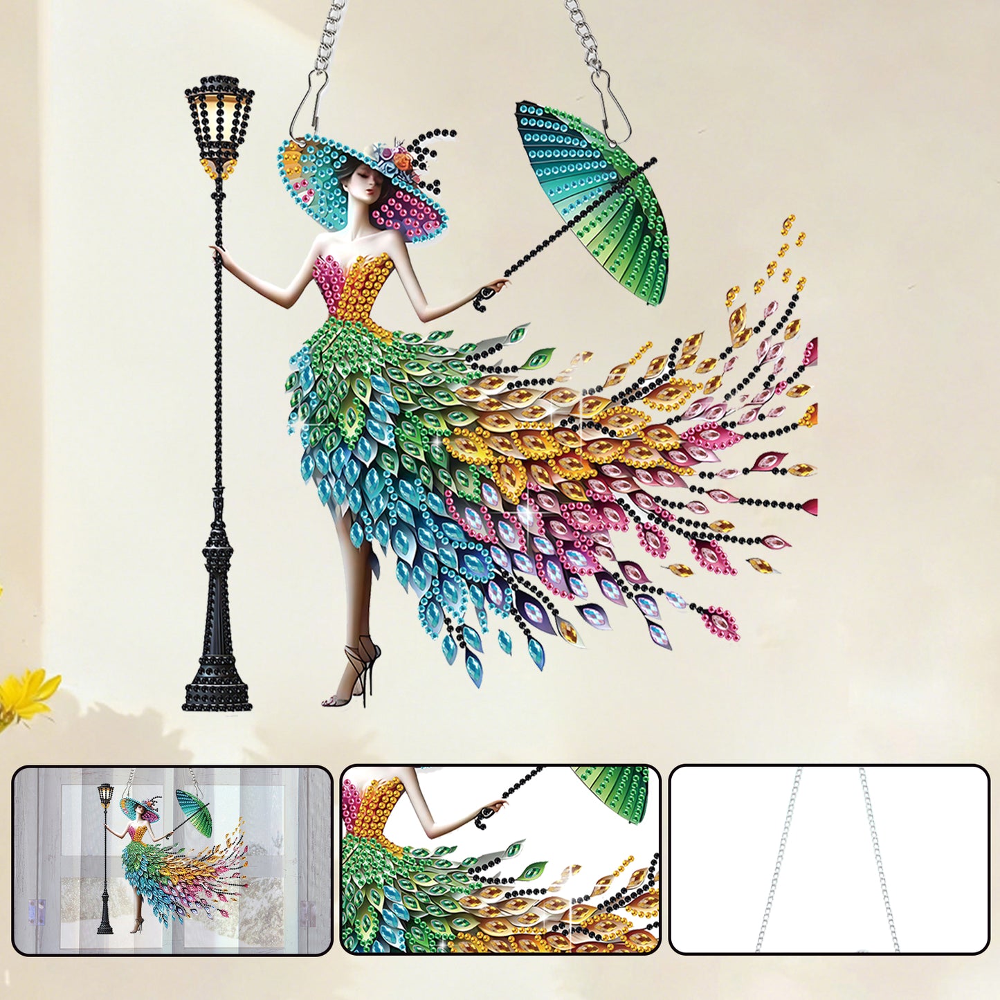 Streetlight 2D Flat DIY Acrylic Diamond Painting Pendant Kits Home Wall Decor