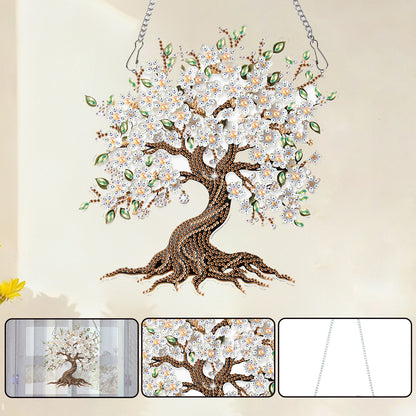 Tree 2D Flat DIY Acrylic Diamond Painting Pendant Kits Home Wall Window Decor