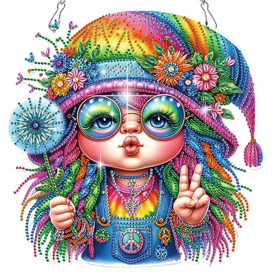 Dwarf 2D Flat DIY Acrylic Diamond Painting Pendant Kits Home Wall Window Decor