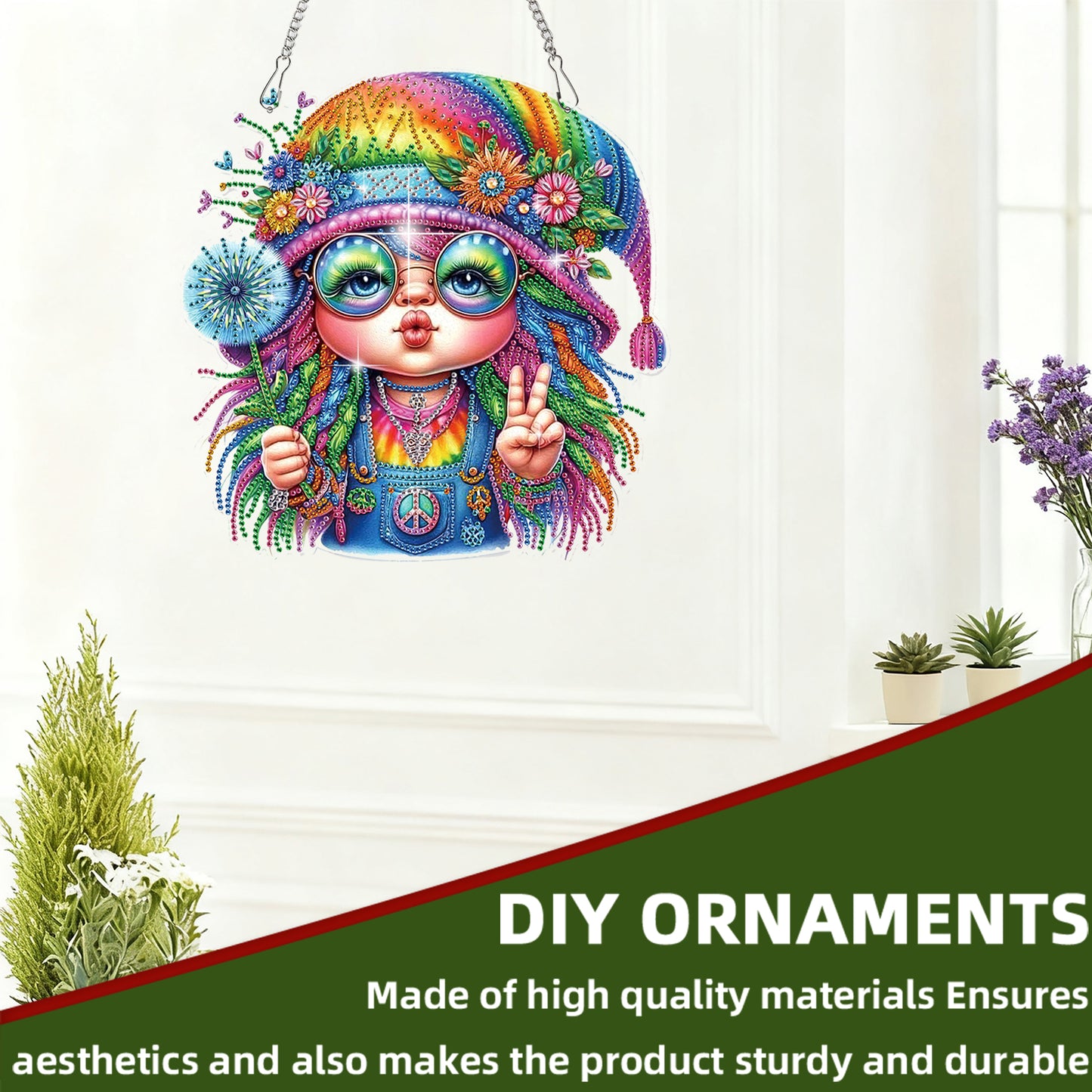 Dwarf 2D Flat DIY Acrylic Diamond Painting Pendant Kits Home Wall Window Decor