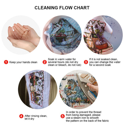 Enclosed Yaks Canvas Tote Bag Embroidery Kit 11CT Print 40x40cm for Beginners