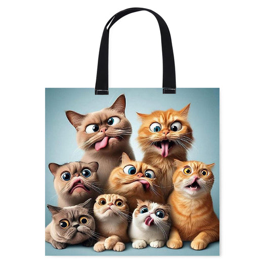 Funny Cat Canvas Tote Bag Embroidery Kit 11CT Print 40x40cm for Beginners Adults