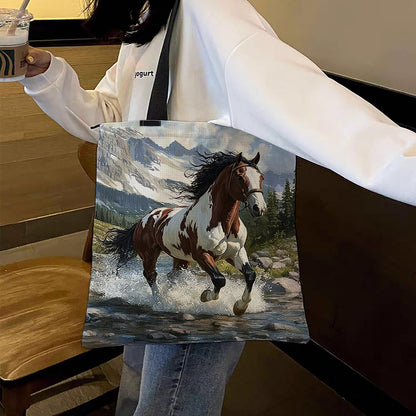 Running Horses Canvas Tote Bag Embroidery Kit 11CT Print 40x40cm for Beginners
