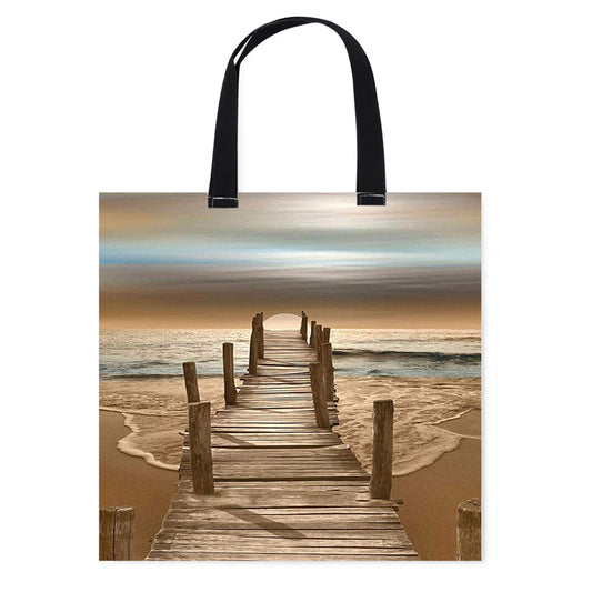 Seaside Boardwalk Canvas Tote Bag Embroidery Kit 11CT Print 40*40cm for Beginner
