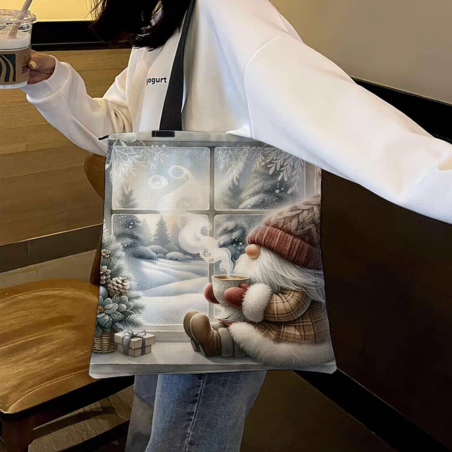 Winter Goblins Canvas Tote Bag Embroidery Kit 11CT Print 40*40cm for Beginner