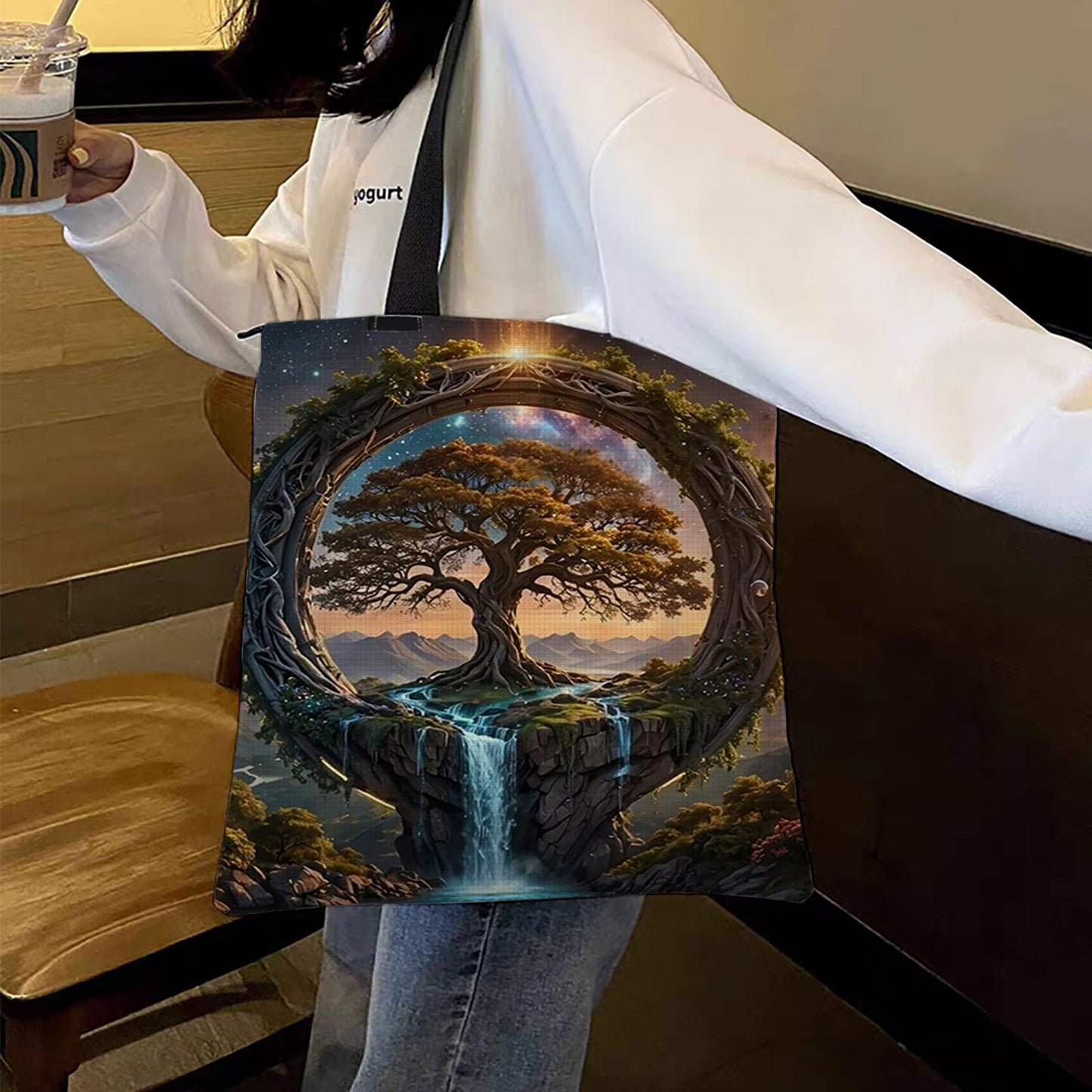 Tree of Life Canvas Tote Bag Embroidery Kit 11CT Print 40*40cm for Beginner