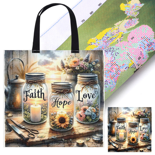 Jar Canvas Tote Bag Embroidery Kit 11CT Print 40*40cm for Beginner Adults Gift