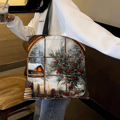 View Outside the Window Canvas Tote Bag Embroidery Kits 11CT Print 40x40cm