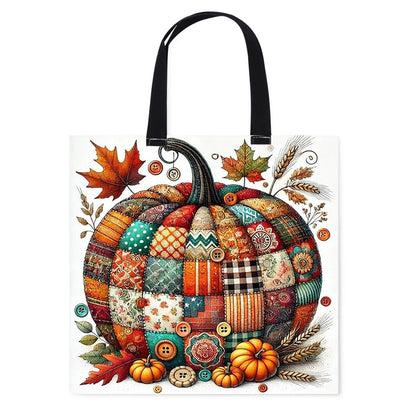 Spliced Pumpkin Canvas Tote Bag Embroidery Kit 11CT Print 40*40cm for Beginner