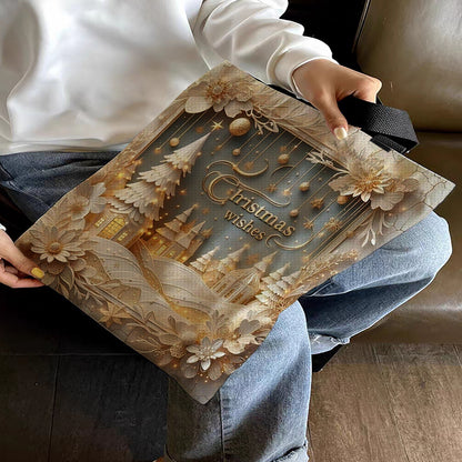 Christmas Scenery Canvas Tote Bag Embroidery Kit 11CT Print 40*40cm for Beginner