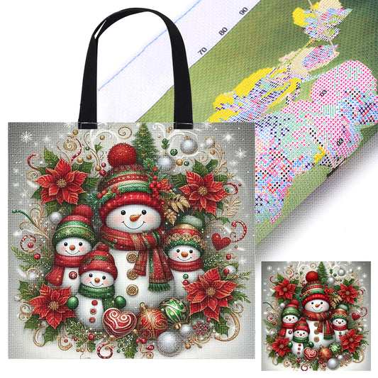 Christmas Snowman Canvas Tote Bag Cross Stitch Set for Beginners 11CT 40x40cm
