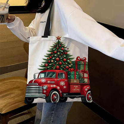 Christmas Truck Canvas Tote Bag Cross Stitch Set for Beginners 11CT 40x40cm