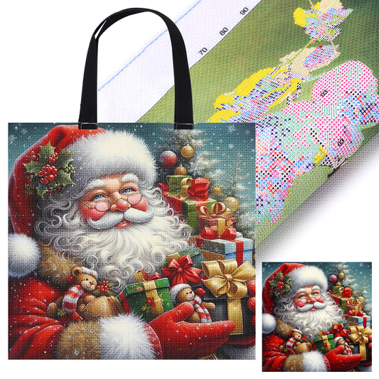 Santa Claus Canvas Tote Bag Cross Stitch Set for Beginners Adults 11CT 40x40cm