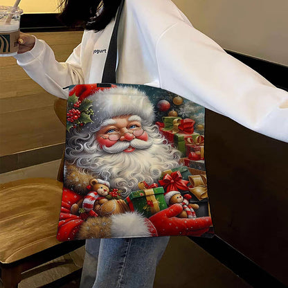 Santa Claus Canvas Tote Bag Cross Stitch Set for Beginners Adults 11CT 40x40cm