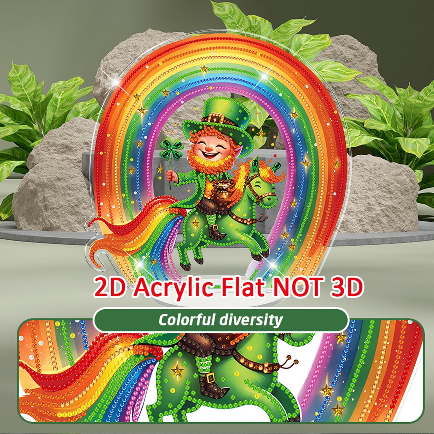 Rainbow DIY 2D Flat Acrylic Diamond Painting Art Tabletop Ornaments Home Decor