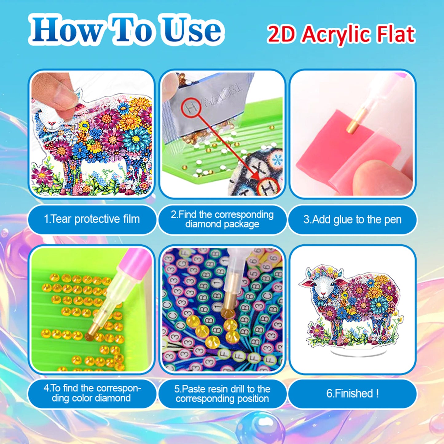 Plants DIY 2D Flat Acrylic Diamond Painting Art Tabletop Ornament for Home Decor