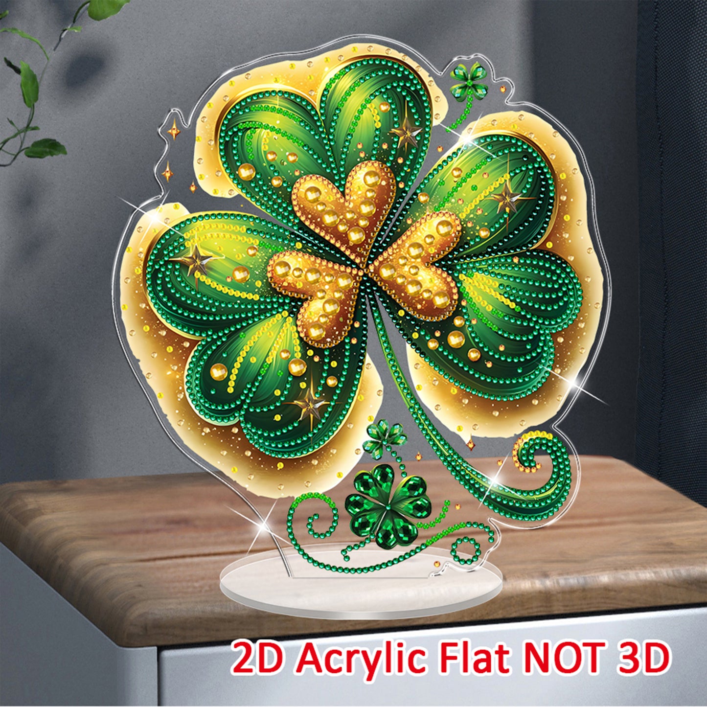 Plants DIY 2D Flat Acrylic Diamond Painting Art Tabletop Ornament for Home Decor