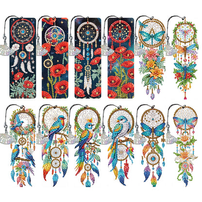12Pcs Dreamcatcher DIY Diamond Painting Bookmarks Readers Home Office Book Decor