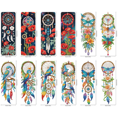 12Pcs Dreamcatcher DIY Diamond Painting Bookmarks Readers Home Office Book Decor