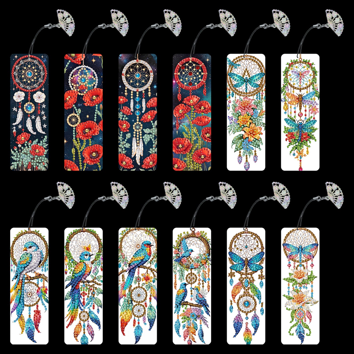 12Pcs Dreamcatcher DIY Diamond Painting Bookmarks Readers Home Office Book Decor
