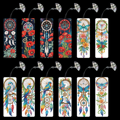 12Pcs Dreamcatcher DIY Diamond Painting Bookmarks Readers Home Office Book Decor