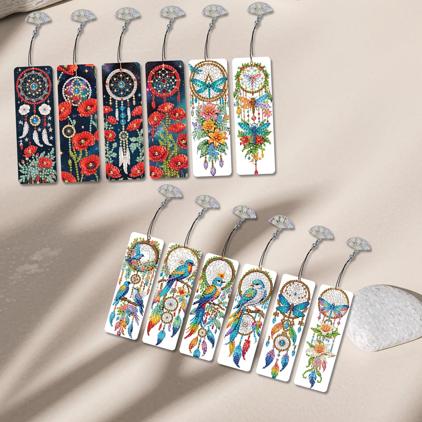 12Pcs Dreamcatcher DIY Diamond Painting Bookmarks Readers Home Office Book Decor