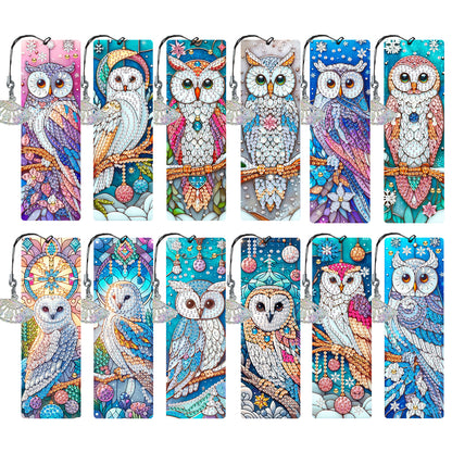 12Pcs Owl DIY Diamond Painting Bookmarks for Book Lovers Mosaic Art Supplies