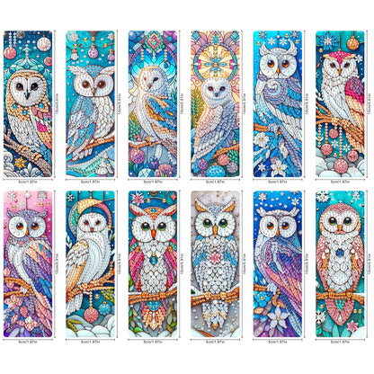 12Pcs Owl DIY Diamond Painting Bookmarks for Book Lovers Mosaic Art Supplies