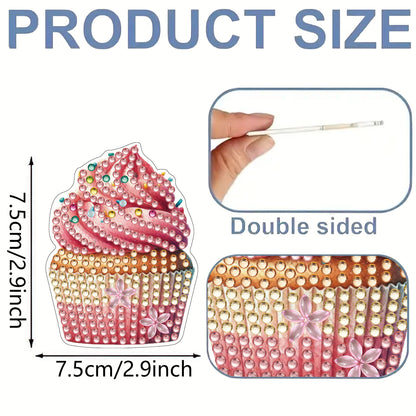 15pcs Dessert 2D Acrylic DIY Diamond Art Fridge Magnet Kit for Home Car Decor