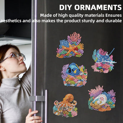 15pcs Animal 2D Acrylic DIY Diamond Art Fridge Magnet Kit for Home Car Decor