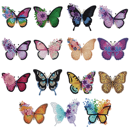 15pcs Butterfly 2D Acrylic DIY Diamond Art Fridge Magnet Kit for Home Car Decor