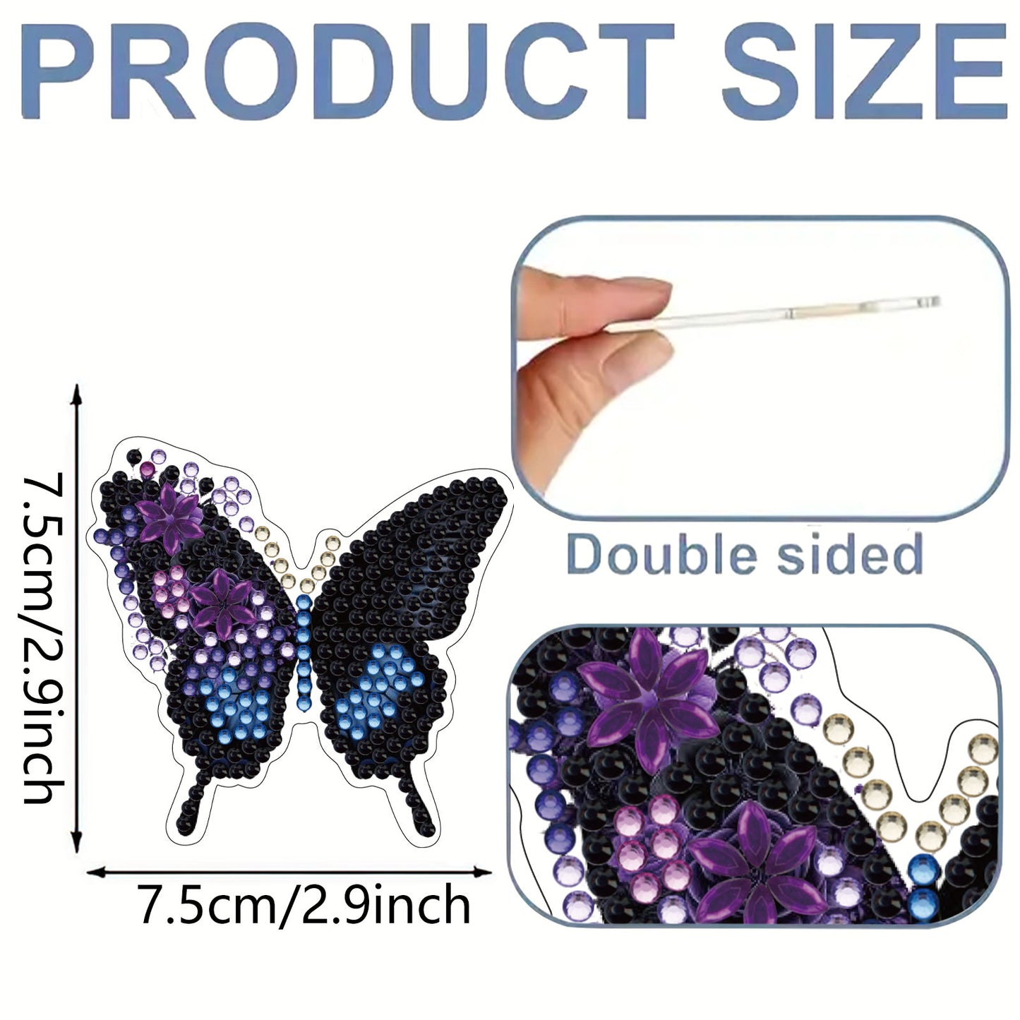 15pcs Butterfly 2D Acrylic DIY Diamond Art Fridge Magnet Kit for Home Car Decor