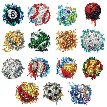 15pcs Ball 2D Acrylic DIY Diamond Art Fridge Magnet Kit for Home Car Decor