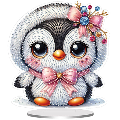 2D Flat Penguin DIY Diamond Painting Tabletop Ornaments Kit for Home Decor Gift