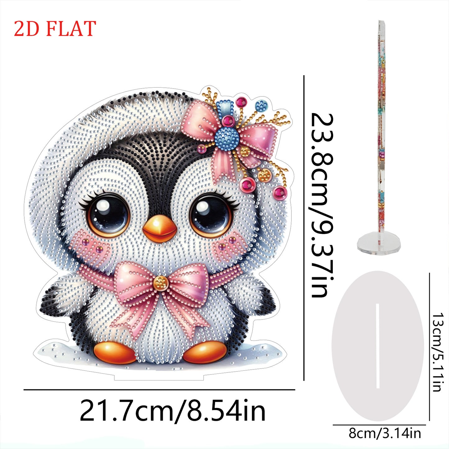 2D Flat Penguin DIY Diamond Painting Tabletop Ornaments Kit for Home Decor Gift