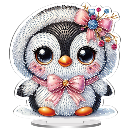 2D Flat Penguin DIY Diamond Painting Tabletop Ornaments Kit for Home Decor Gift